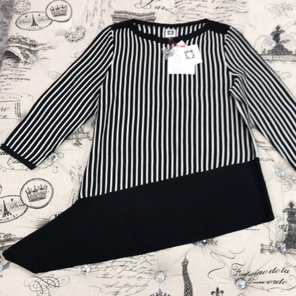 Anne Klein Stripe Asymmetrical Top - Picture 4 of 5